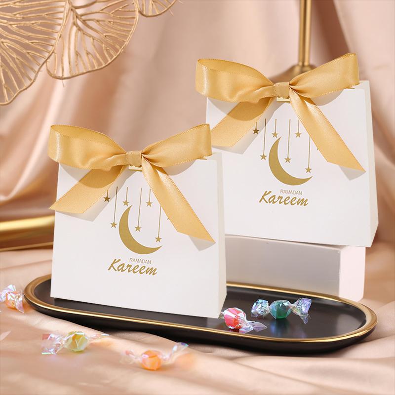 3pcs Art Paper Decoration Ramadan Candy Box Home Eid Al Fitr DIY Packaging For Muslim Celebrations Festival Supplies