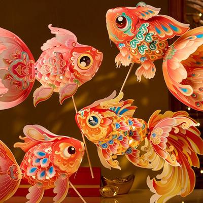 Chinese 3D Middle Autumn Festival Lantern Paper Rabbit DIY Lantern Material Kit Luminous PP Ancient Style Handheld Lantern Craft