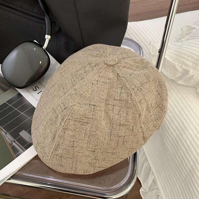 RICYGVM Autumn Beret For Women American Retro Cotton Linen Forward Hat Fashion Girl Artist Painter Cap Solid Color Berets Visors