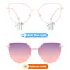 New Fashion 3 In-1 Glasses Metal Frame Cat Eye Anti Blue Light Glasses With 1Pc Magnetic Clip-On Sunglasses Lenses