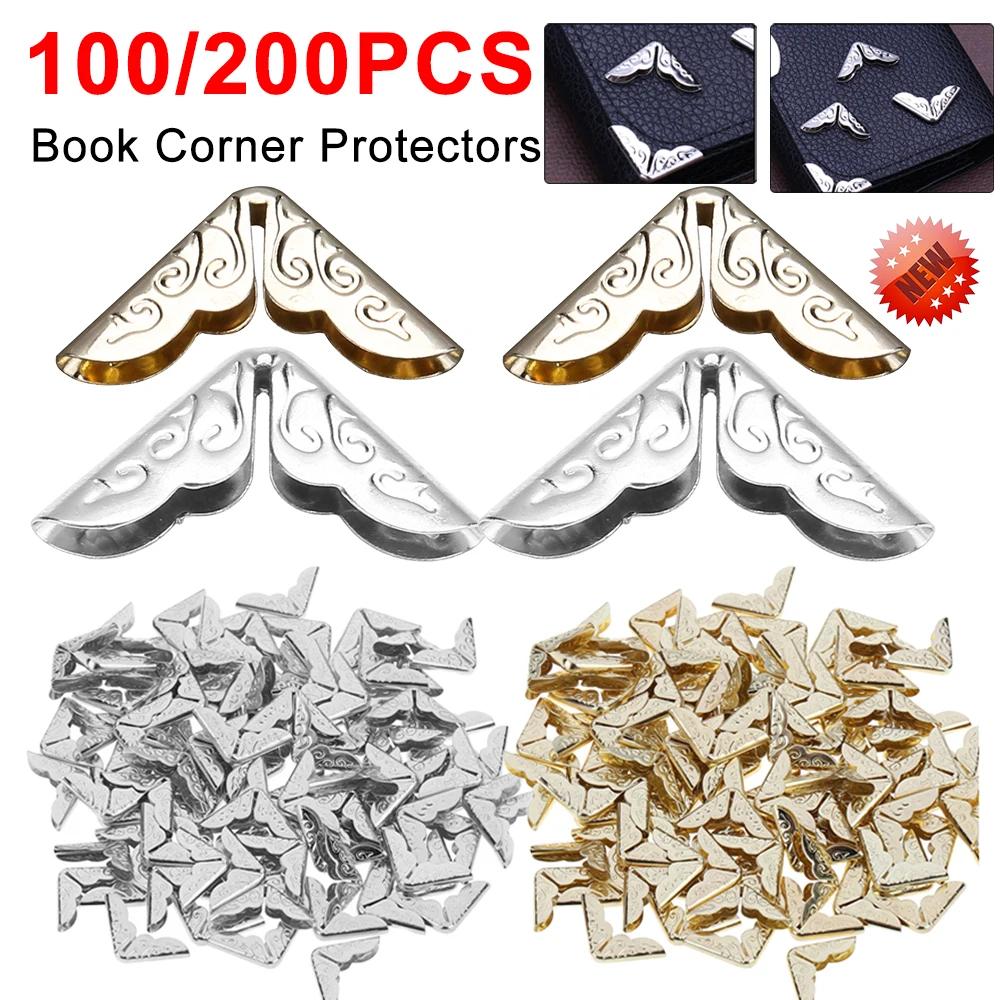 100/200pcs Metal Book Corner Protectors Tone Scrapbooking Albums Menus Folders Corner Protectors Card File Menu Corners Book