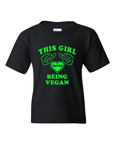 This Girl Loves Being Vegan Vegetarian Novelty Youth Kids T-Shirt Tee Unisex T-Shirt M