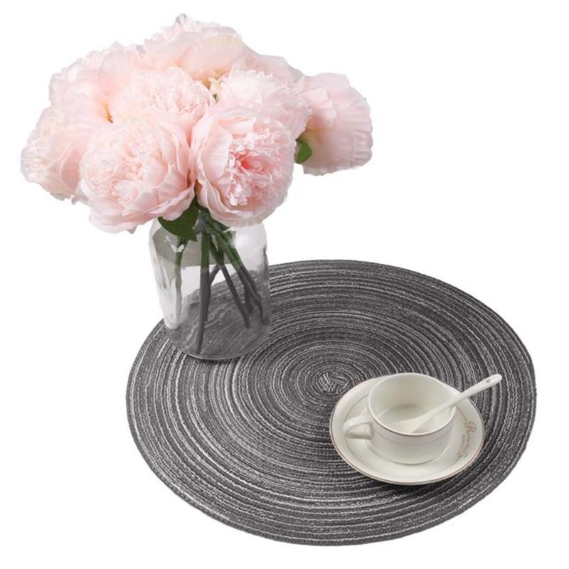 6 Stück/Set 38cm Hitzebeständige Runde Geflochtene Platzsets Untersetzer Küchen-Tischsets für Zuhause Hochzeitsfeier Dekoration