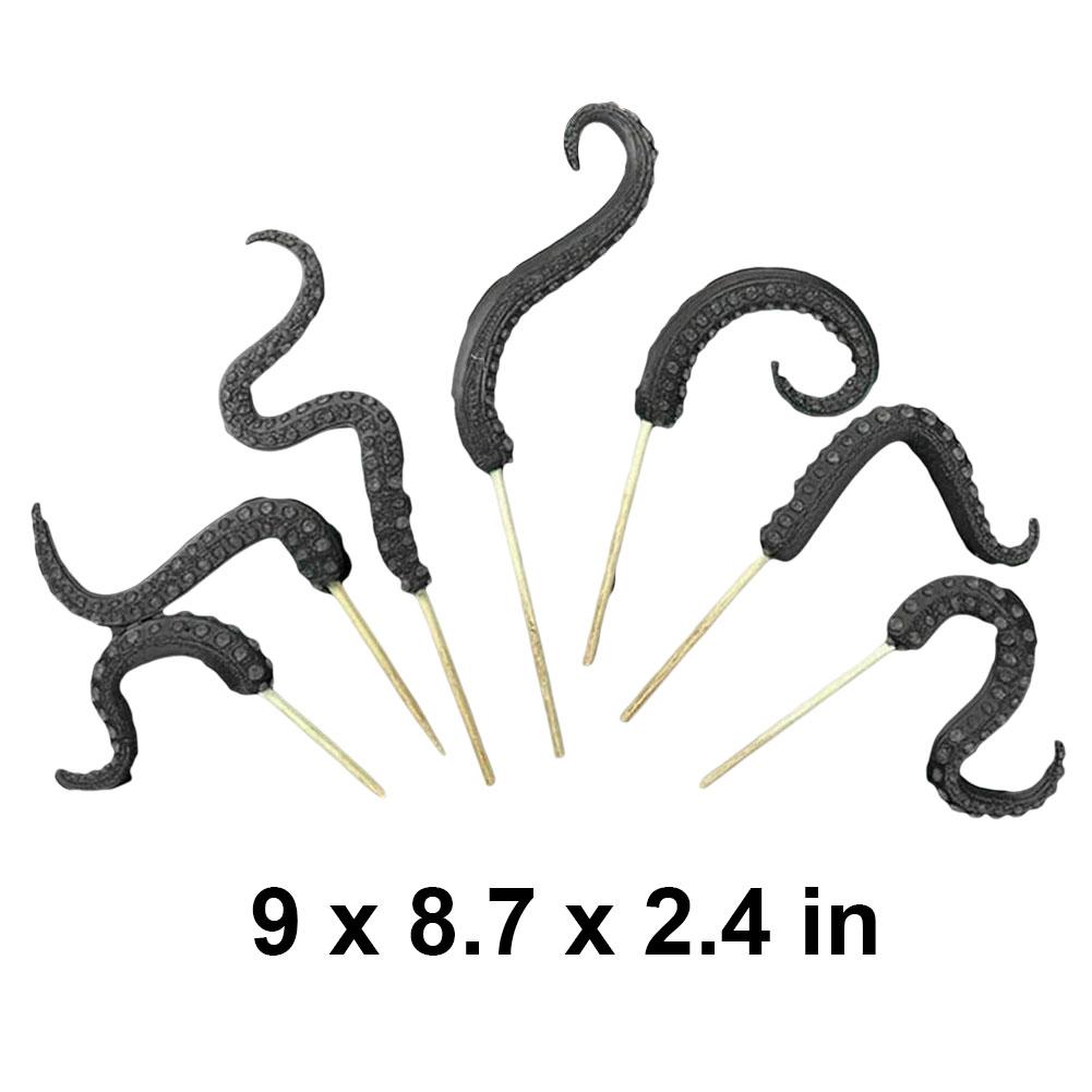 7 Stück Neue High-End Oktopus-Tentakel-Pflanzstäbe Harz Leuchtende Dekorations-Pflanzstäbe Lustige Halloween-Pflanzen-Ornamente Dekoration