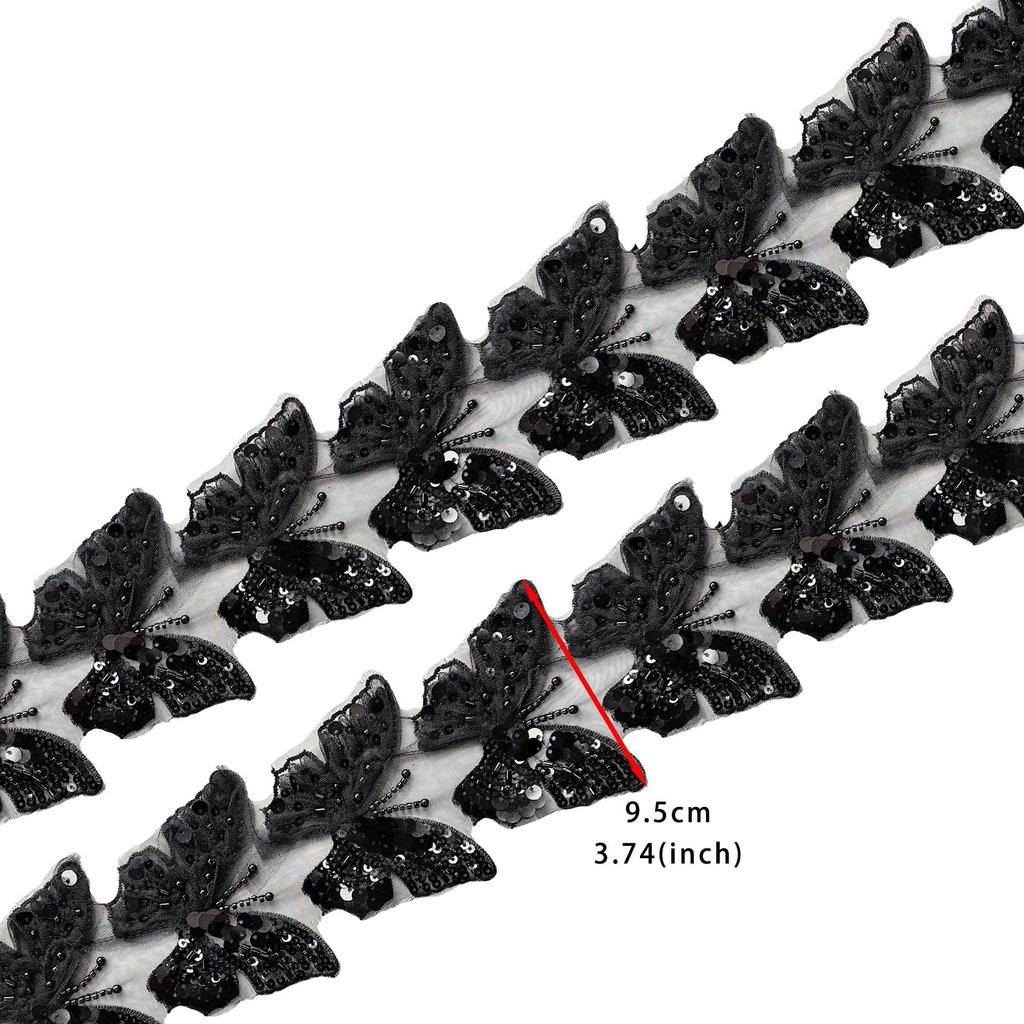 Black Butterfly Handmade Staple Sequins Barcode Cloth Sticker Clothing Lolita Skirt Hair Accessories Lace Accessories