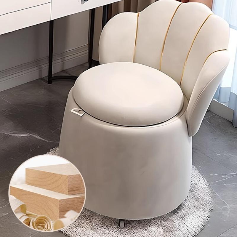 Wooden Stool with Storage Space Makeup Backrest Stool with Wheels Removable Portable Shoe Changing Footstool Home Furniture
