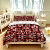 3pcs(1 Bedspread + 2 Pillowcases) Featuring a Red and Black Plaid Snowflake Christmas Pattern, Perfect for Home Decoration