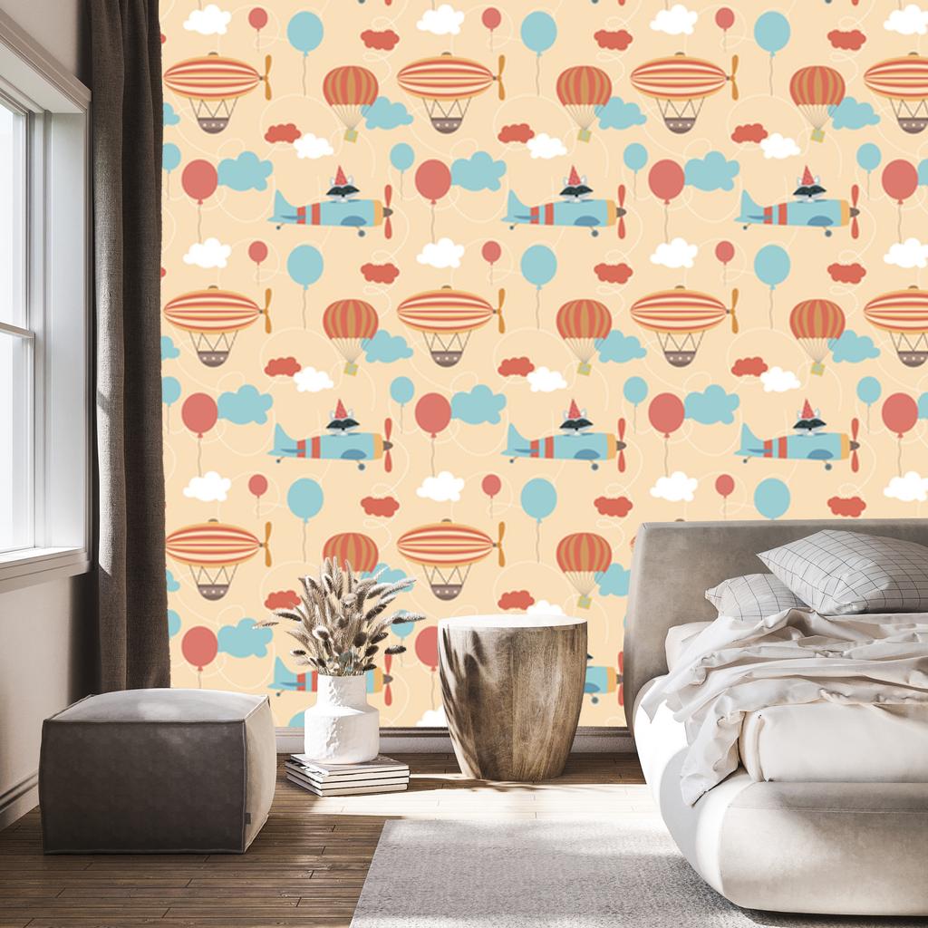 Balloons and Airplanes Wallpaper for Living Room and Bedroom 50x1000
