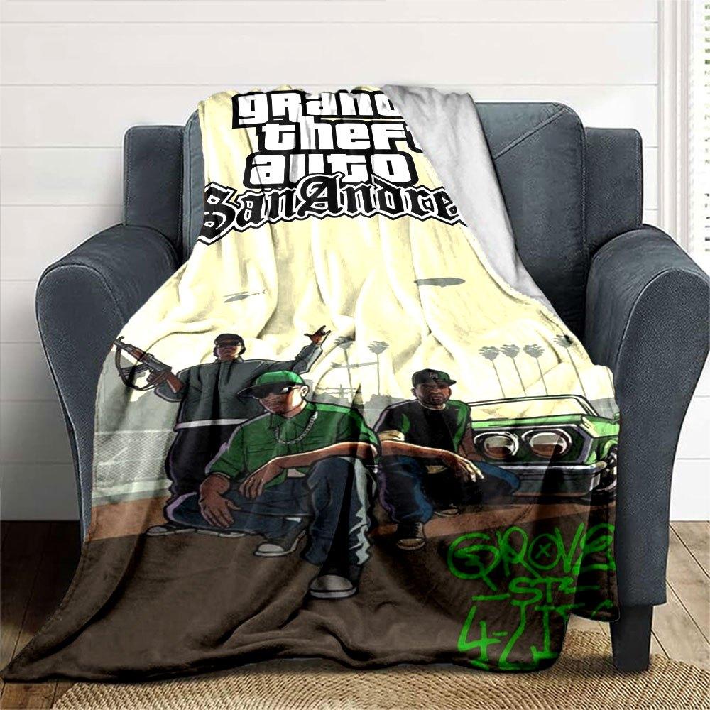 1pc Grand Theft Auto Soft Flannel Blanket with Designer Print A Cozy Blanket for All Seasons, Perfect for the Couch, Bed, Office