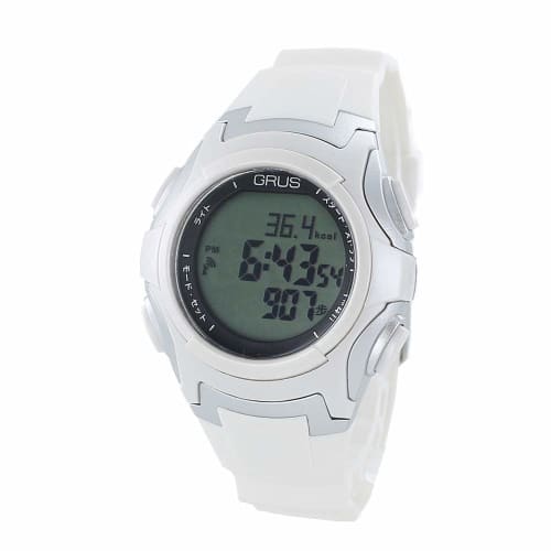 GRUS Radio-Controlled Walking Watch with Step Count and Stride Tracking, Lightweight, Unisex, for Men and Women (GRS005-02/White)