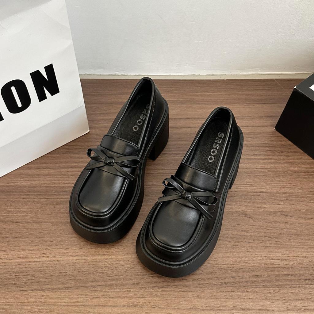 French Retro British Style Platform Small Leather Shoes Women's 2025 New Spring and Autumn with Skirts Versatile Heightening Loafers Shoes