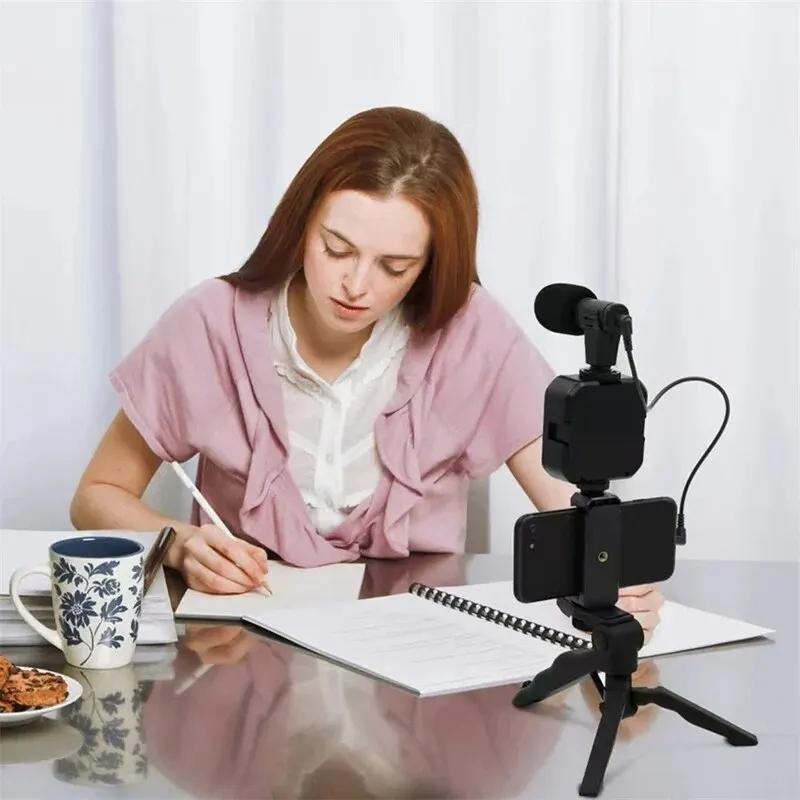 Smartphone Tripod with Mini Mic, LED Fill Light for TikTok YouTube