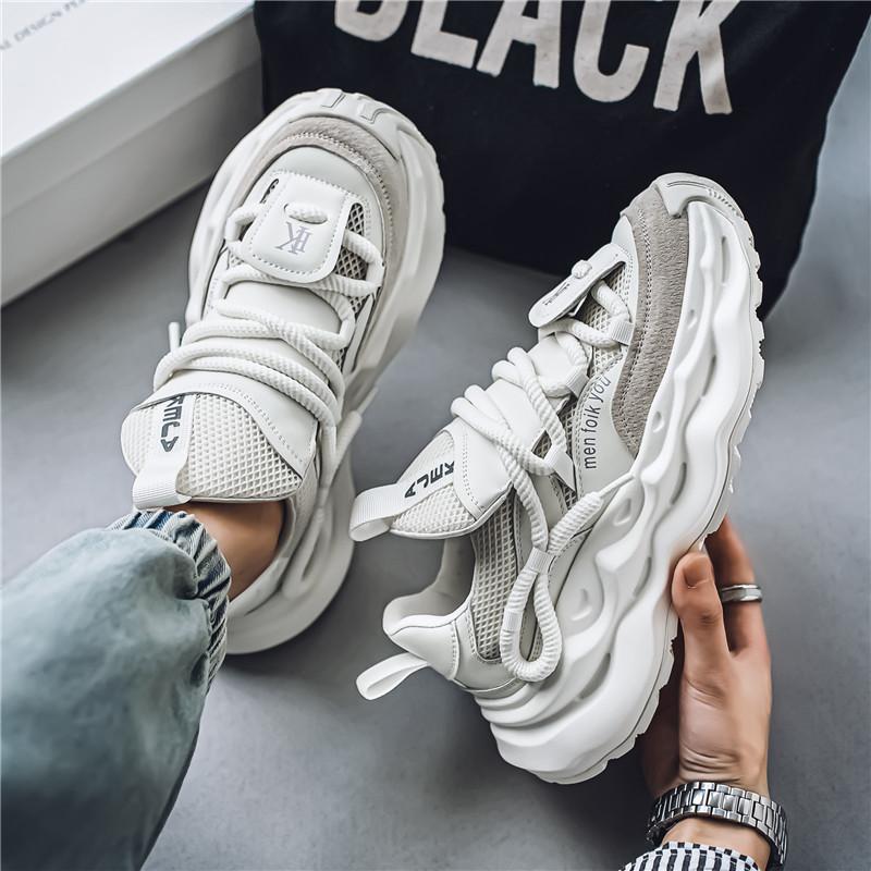 Fashion Designer Green Men's Trendy Sneakers Breathable Lace-up Chunky Casual Sneaker Male Platform Trainer Streetwear Running Shoes Men
