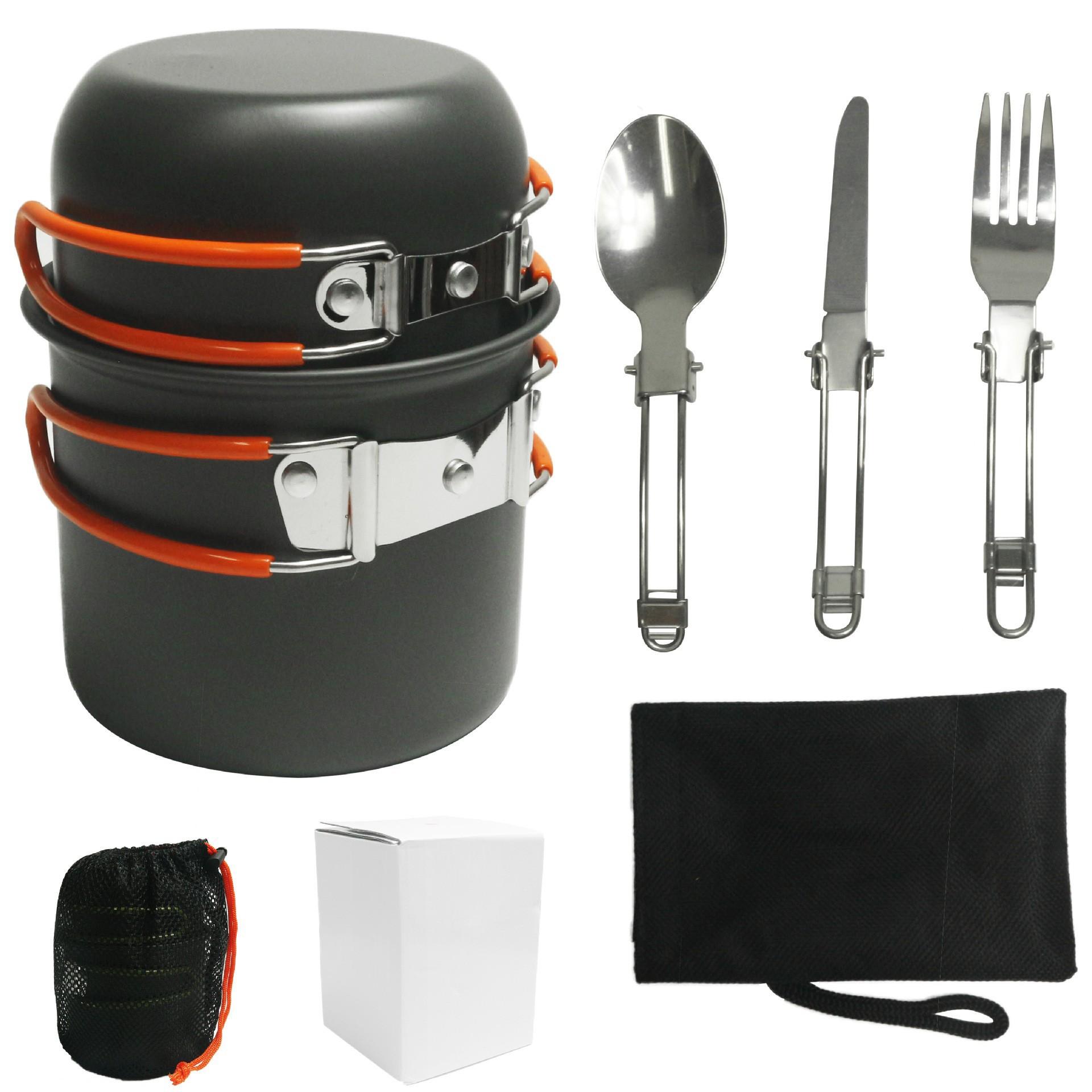 

A Complete Set Of Outdoor Cookware, Outdoor Set Of Pots For 1-2 People, Portable Camping Cookware, With Tableware Ds-101 помаранчевий