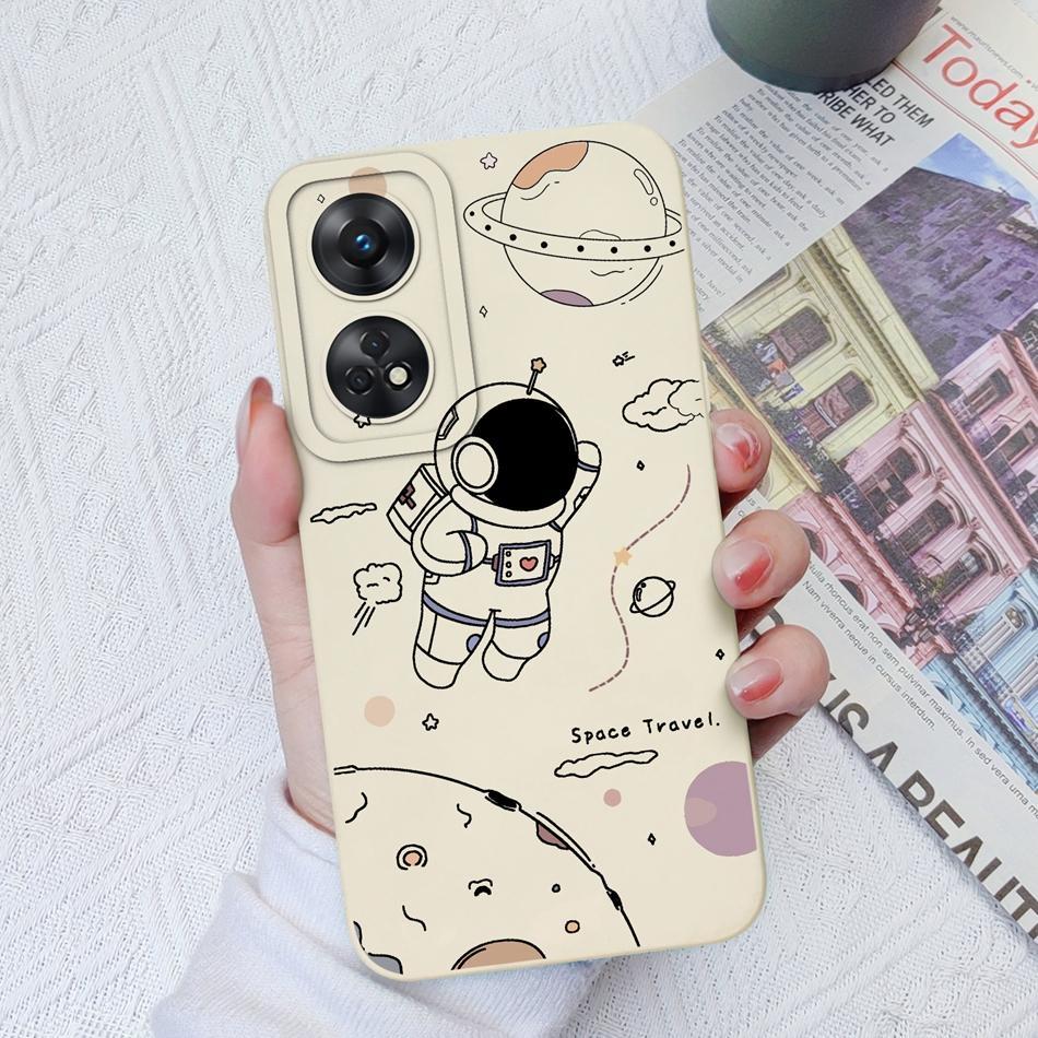 Phone Case For OPPO Reno 8T 4G 5G 8Z 8Lite Cover Cartoon Camera Protection Liquid Silicone Bumper For OPPO Reno8 T Fundas Gift