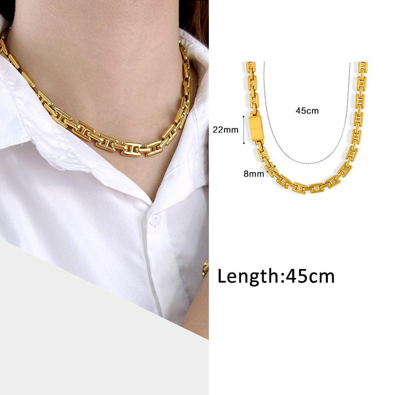 

USENSET Мужские цепочки из нержавеющей стали Ожерелье Золотой цвет Ручная работа Позолоченные цепочки 18 карат Индивидуальность Циркон Подарки