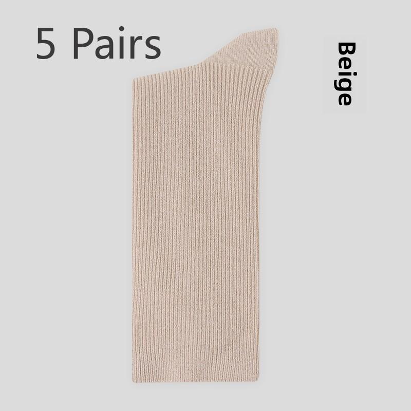 5 Pairs of Wool Socks Women's Winter Mid-tube Socks Double Needle Pile Socks Boneless Women's Winter Warm Stockings