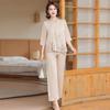 2024 New Women's Chiffon Blouse & T-Shirt Set for Middle-Aged & Elderly – Short Sleeve, Two-Piece Summer Fashion