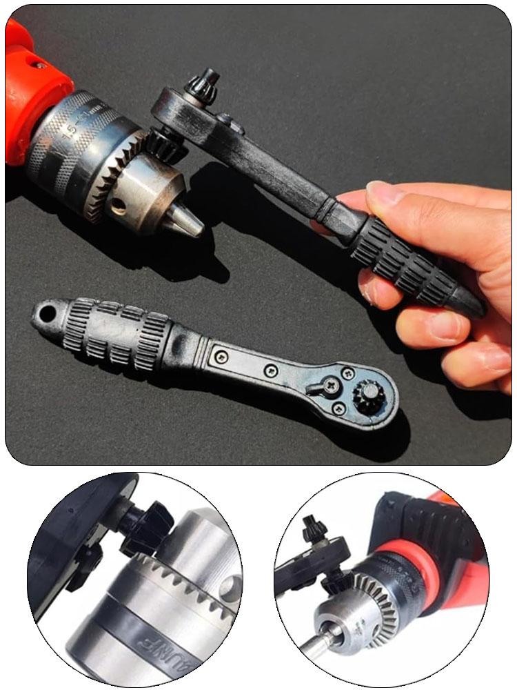 2 in 1 Drill Chuck Ratchet Spanner Wrench Electric Drill Tool Universal Chuck Key With 3 Socket Sizes 1.5-10mm 1.5-13mm 3-16mm