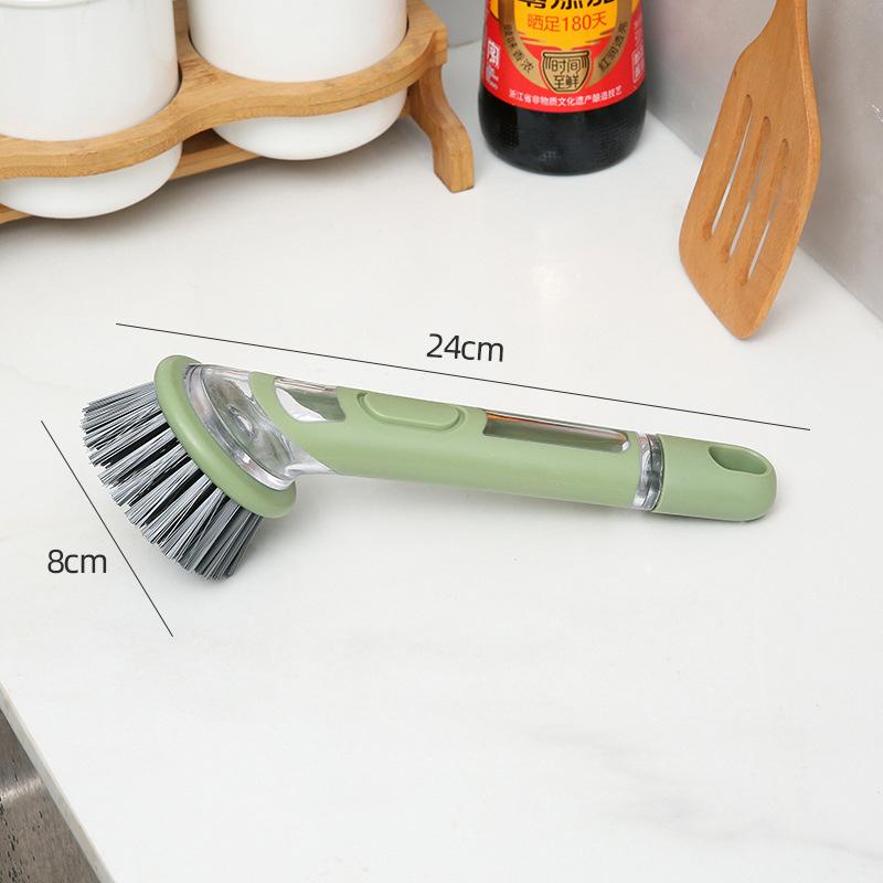 Creative Kitchen Pan Brush Non-Slip Press To Dispense Automatic Liquid Dishwashing Brush Long Handle Press Cleaner