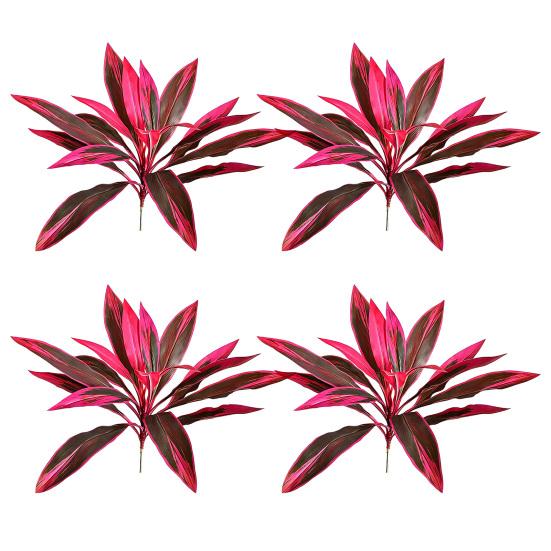 Large Realistic Artificial Fern Dragon's Blood Tree Plants, UV Resistant Fake Ferns with Pink Purple Leaves for Outdoor Garden, Patio, Wedding,