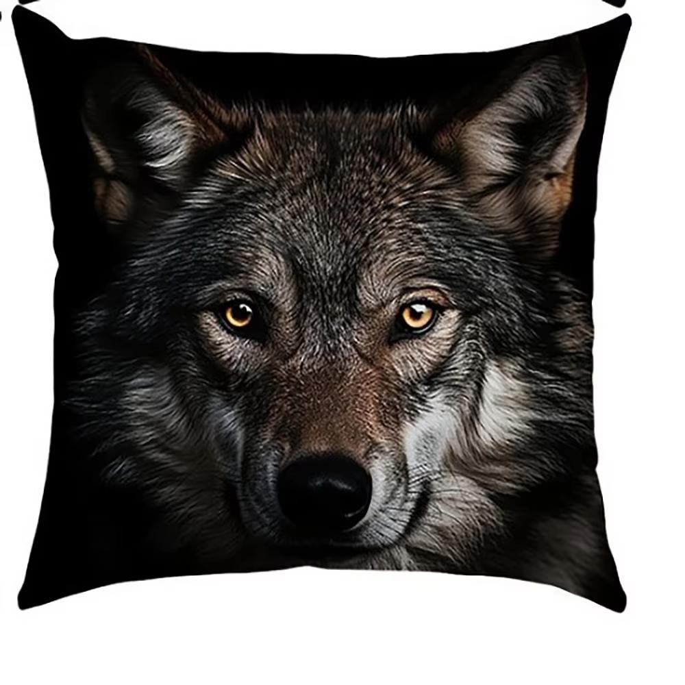 Lion Tiger Black Panther Wolf Printed Pillow Cover Sofa Home Room Decor