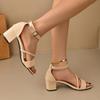 Fashion Women's High-heeled Sandals 2025 New Summer Fashion Elegant Low-cut One-word Buckle Design Open-toed High Heels Zapatos De Mujer