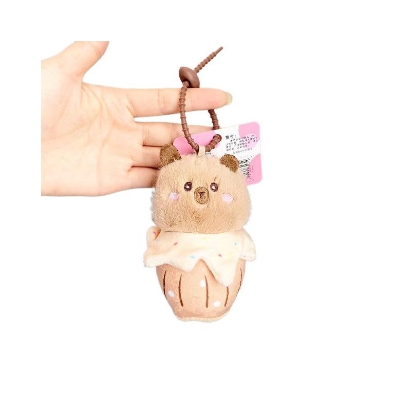 Cartoon Panda Plush Doll Ice Cream Pendant Car Key Accessory Toy Gift Ornaments