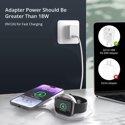 Składana bezprzewodowa ładowarka 2 w 1 dla Iphone 14pro /15/13/12 15w magnetyczne bezprzewodowe ładowarki do Apple Watch 8/airpods Pro