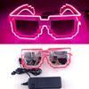 Occhiali da Sole Alieno LED Divertenti Accessori Costume Lenti Nere Occhiali Luminosi per Donne Uomini Bambini Bambine Occhiali per Halloween