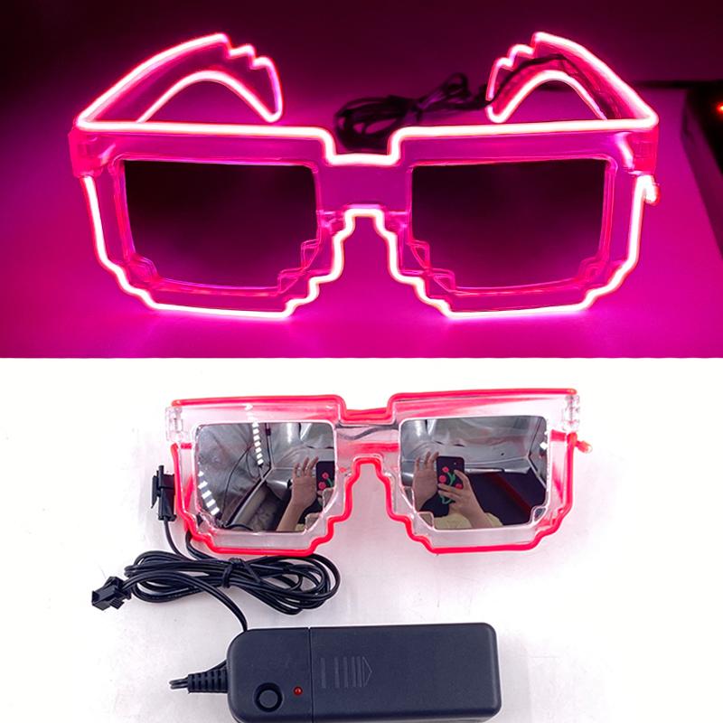 Occhiali da Sole Alieno LED Divertenti Accessori Costume Lenti Nere Occhiali Luminosi per Donne Uomini Bambini Bambine Occhiali per Halloween