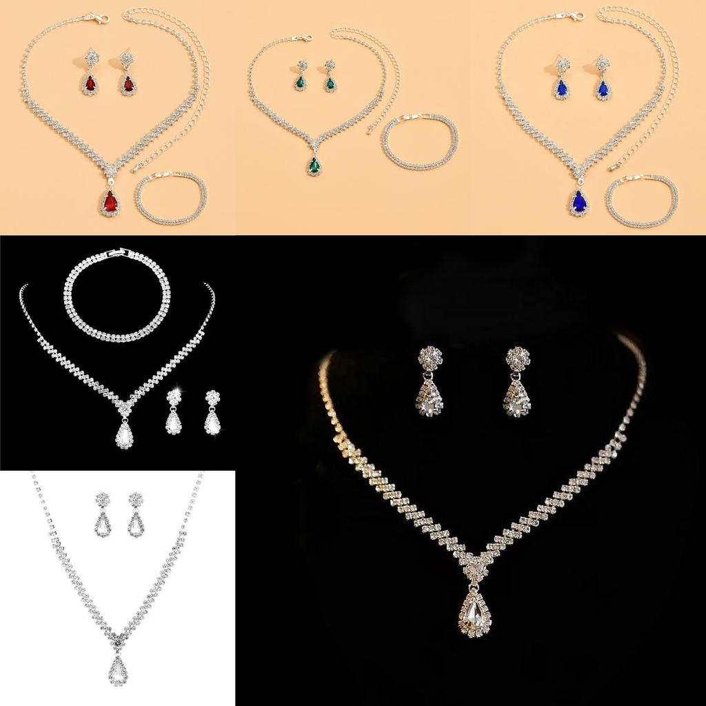 Waterdrop Jewelry Set With Crystal Embellishments For Bridal And Evening Wear
