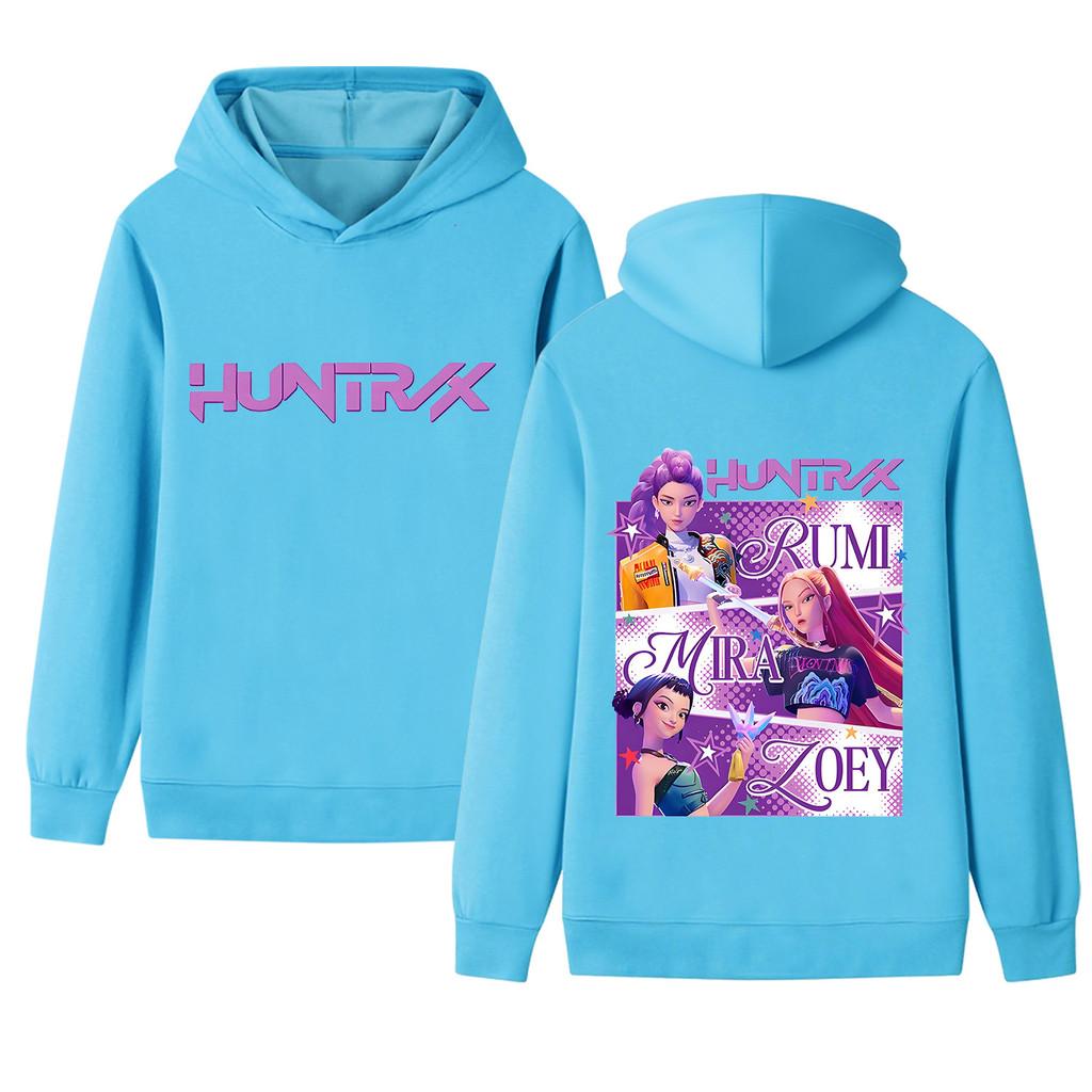 B1199-2 Kinder Jungen Mädchen Kpop Rumi Zoey Mira Beidseitiger Druck Langarm Kapuzenpullover