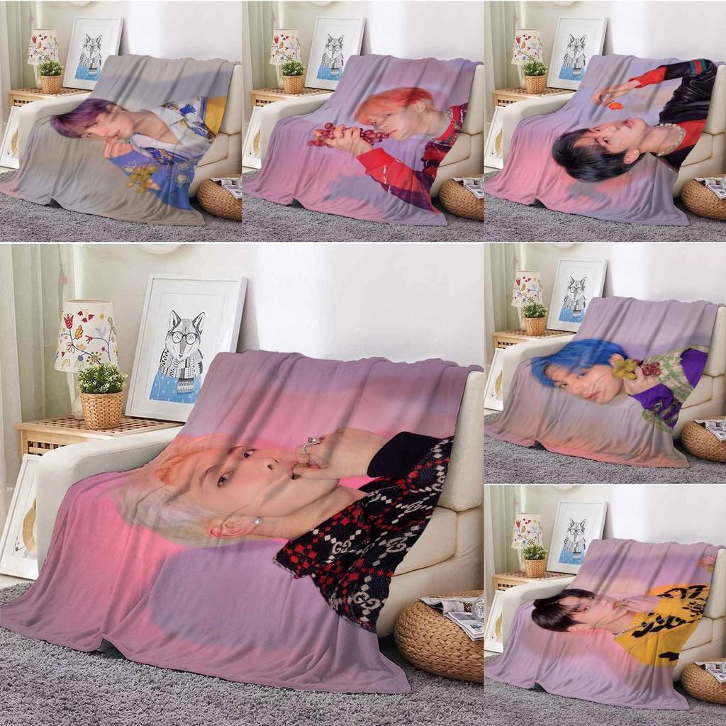 Bts Character Print Coral Fleece Sofa Air Conditioning Blanket Sofa Decoration
