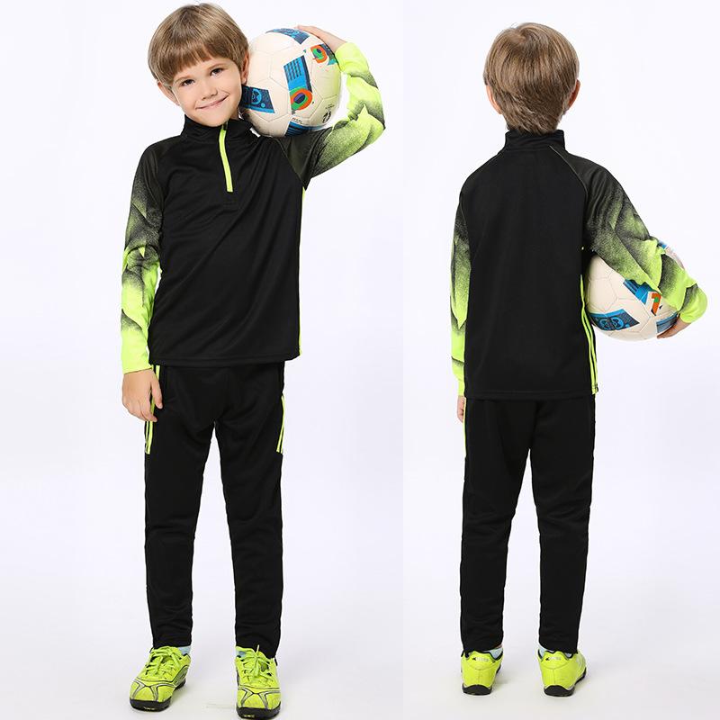 Long-sleeved Football Training Jersey Set, Children's/adult Autumn and Winter Game Jersey, Half-zip Sports Jersey Printing