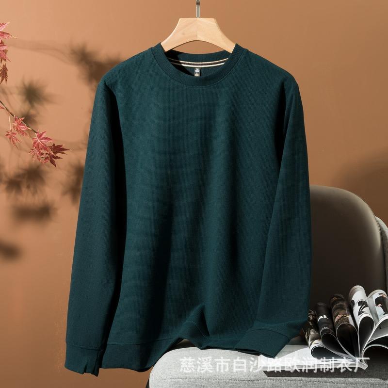 Long-sleeved sweatshirt popular solid color round neck T-shirt autumn and winter bottoming shirt men's tops
