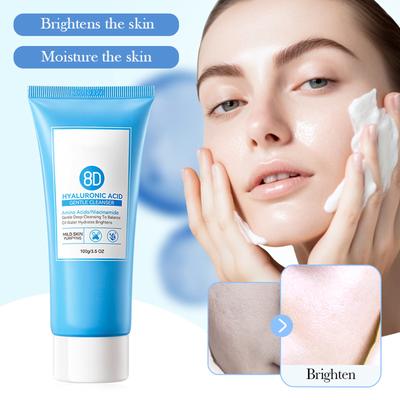 Detergente Delicato 8D all'Acido Ialuronico, Antirughe, Rende la Pelle, Sana, Idratata, Liscia, E Non Tesa, 100g