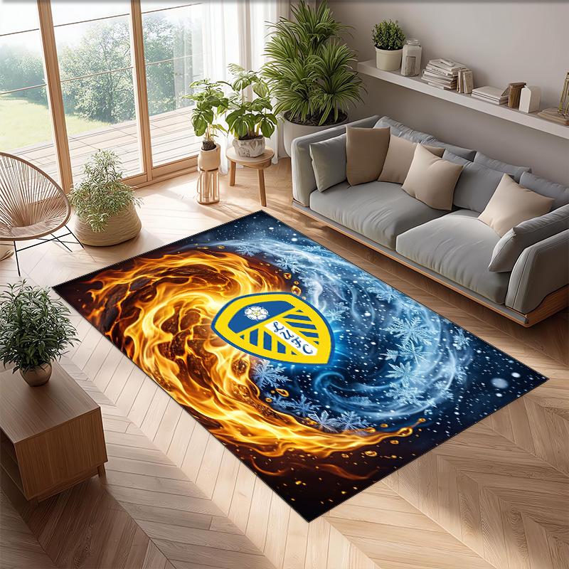 Tappeto in Velluto di Cristallo con Stampa del Leeds United Football, Comodo Assorbente d'Acqua Antiscivolo Tappeto per Pavimenti Interni
