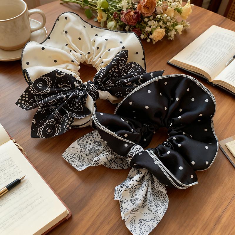 Polka Dot Bow Hair Tie - High-End Hair Accessory for Buns
