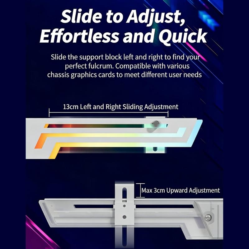 ARGB Syncs Graphics Card Holder With Temperature Display And Adjustable Support For Heavy GPUs Like 40 Series