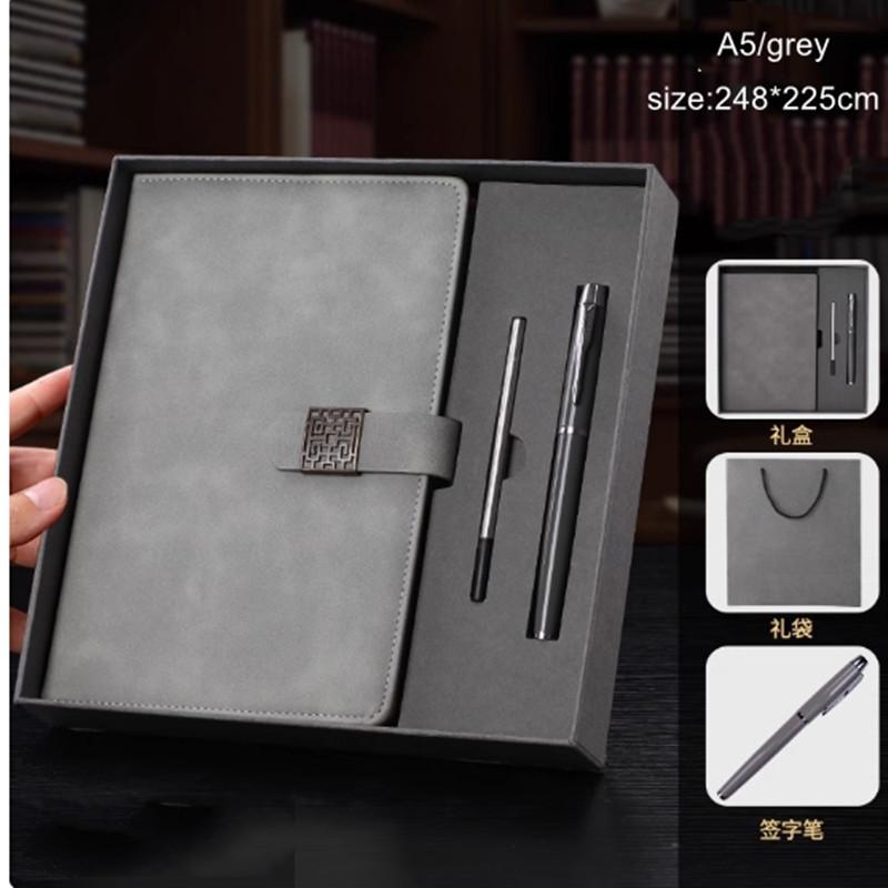 High Quality A5 Size PU Leather Business Notebook Custom Logo Printed Office Magnetic Pen Planner Paper Cover Gift Box Included