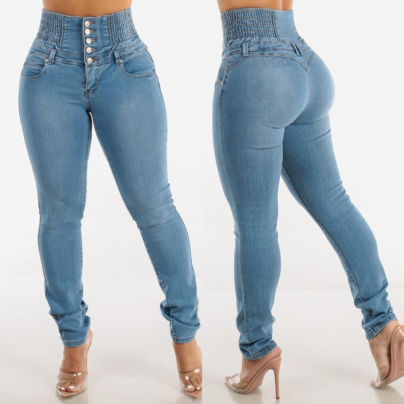 High Waist Stretch Jeans Women Slim Fit Butt Lifting Skinny Pants