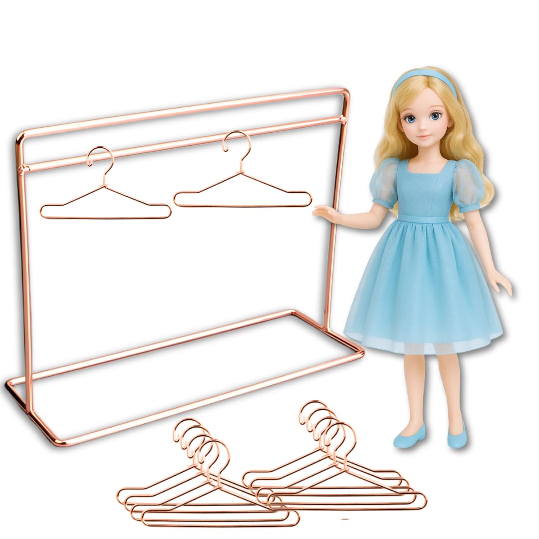 

Хранение одежды для кукол Миниатюрная вешалка для одежды Подходит для кукол BJD масштаба 28 см Набор из 10 вешалок цвета розового золота, Куклы для переодевания, Куклы, Одежда 1/6, Вешалки,