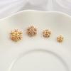 14K Gold-Plated Zirconia Flower Spacer Bead Cap for DIY Jewelry Accessory.