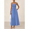 Damen Dünner Schultergurt Plissee Weste Trägerkleid mit Tasche