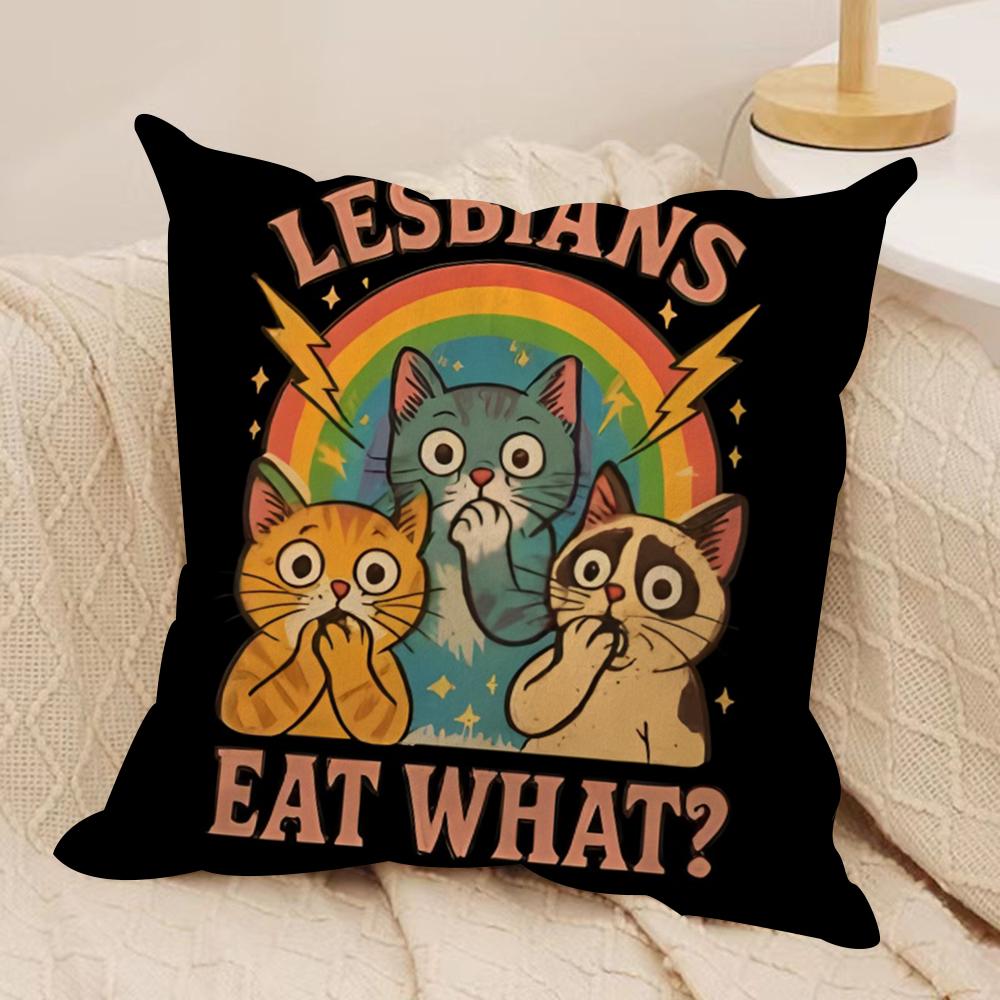 

Funny LlesbiANS eat what Cushion Cover Short plush Doublesided Print Square Throw Pillow Covers Sofa Home Cushion Decor 30x30cm