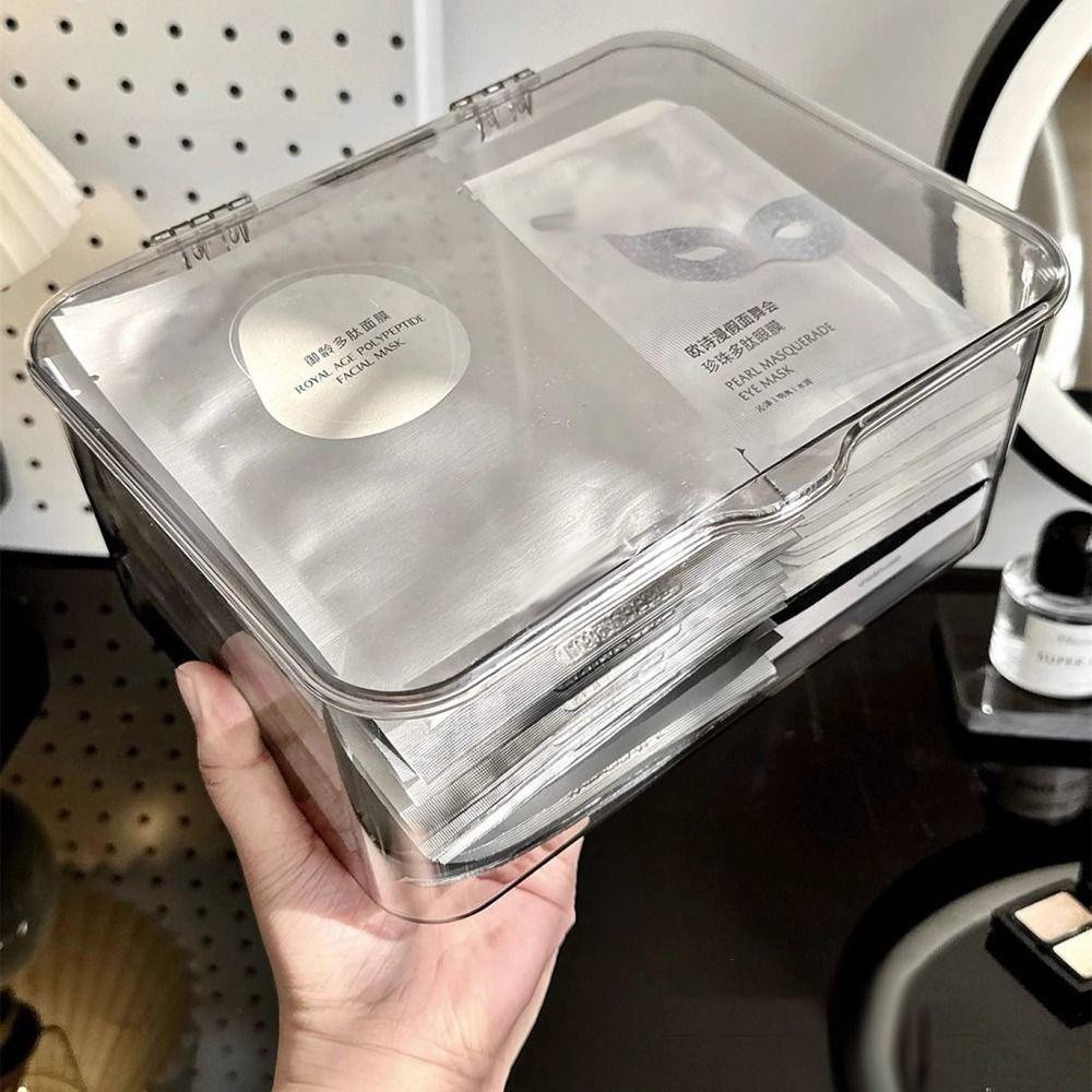 Acrylic Desktop Mask Storage Box Dust-proof Large Capacity Cosmetic Storage Case with Cover Transparent