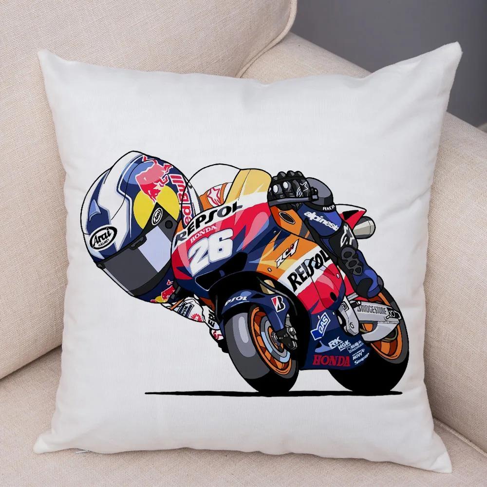 Cartoon Sport Motorcycle Cushion Cover Super Soft Short Plush Mobile Bike Pillow Covers Pillow Case For Sofa Home Car Pillowcase