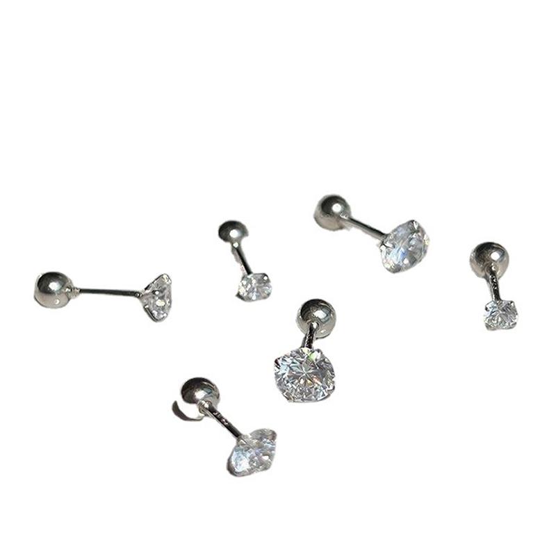 1Pair 3/4/5Mm Zircon Ear Studs Earrings For Women Stainless Steel Cartilage Helix Ear Bone Nail Piercing Ear Jewelry Gif