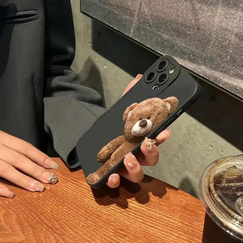 Cute Bear Silicone Phone Case For iPhone 17 Air 16 e 15 14 13 12 11 Pro Max Plus Mini SE Shockproof Soft Cover